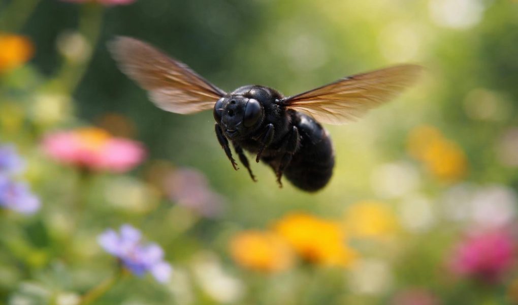 insecte-noir-vol-jardin-fleuri