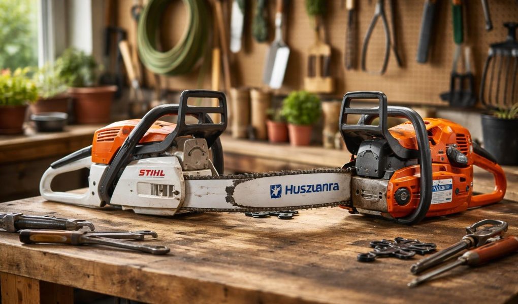 atelier-jardinage-tronçonneuses-etabli-bois