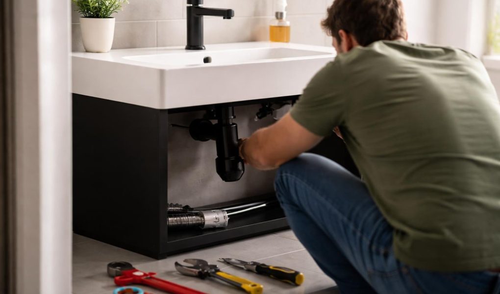 evier-moderne-travail-plomberie-outils