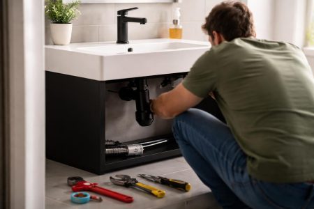 evier-moderne-travail-plomberie-outils