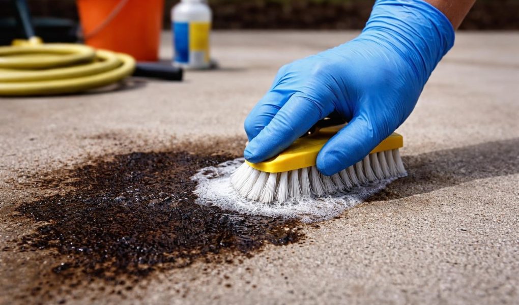 main-gantee-nettoyant-tache-huile-beton